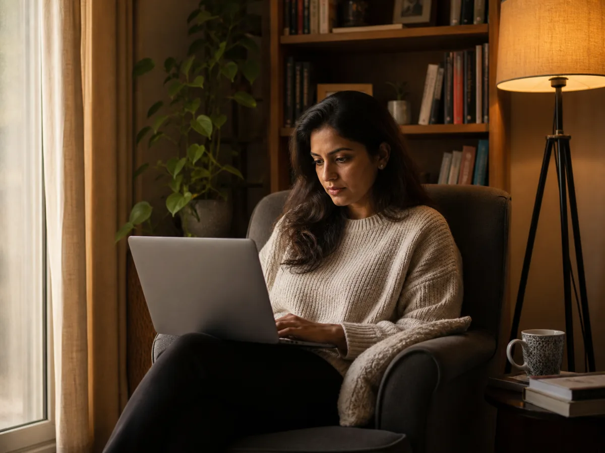 A person working privately and securely on their own laptop